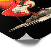 Mürrischer Robin-Vogel mit E-Gitarre für Federn Poster (Ecke)