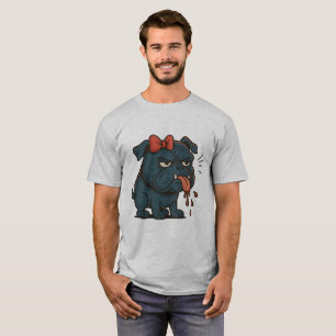 Mürrischer sabbernder Mops mit roter Schleife – Lu T-Shirt