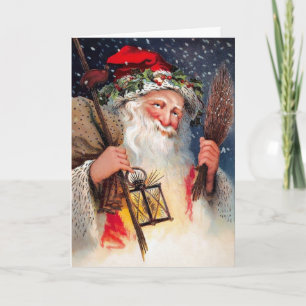 Mürrischer Schlitten fahrender Weihnachtsmann Vint Feiertagskarte
