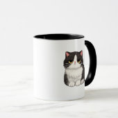 Mürrischer Schwarz-Weiß-Katzenbecher Tasse (VorderseiteRechts)