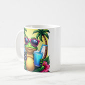 Mürrischer Y2K-Frosch Retro Vaporwave Tropischer F Kaffeetasse (Vorderseite Links)