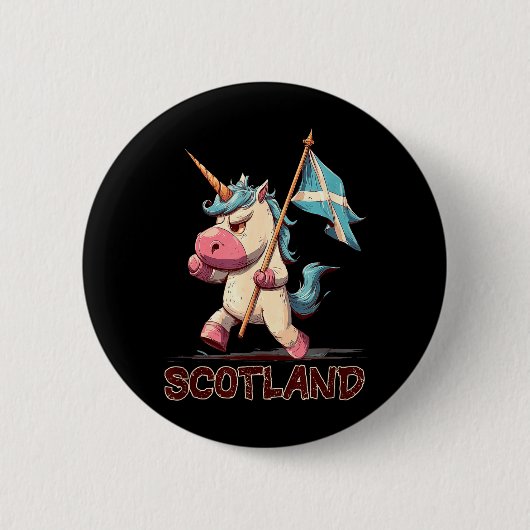 Mürrisches Einhorn mit schottischer Flagge für Sch Button (Vorderseite)