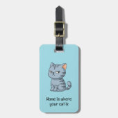 Mürrisches Grau-getigertes Katzen-Zitat Blau Gepäckanhänger (Vorderseite vertikal)