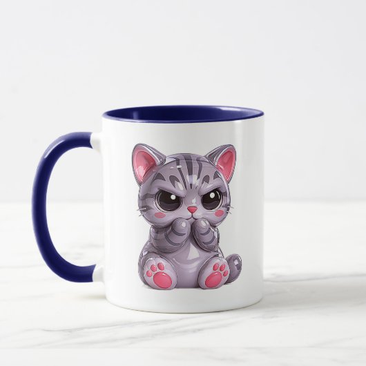 Mürrisches Kätzchen Cute Glänzende Katze Tasse (Links)