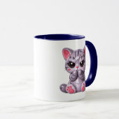 Mürrisches Kätzchen Cute Glänzende Katze Tasse (VorderseiteRechts)