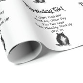 Mürrisches Katzen-Geburtstags-Mädchen-Packpapier Geschenkpapier (Rolleneckpunkt)