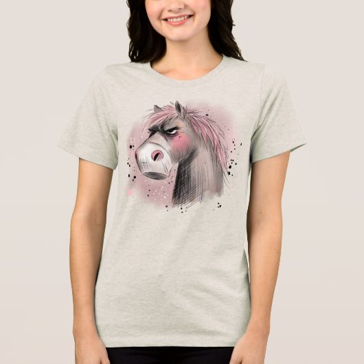 Mürrisches Pferd Tri-Blend Shirt (Vorderseite)