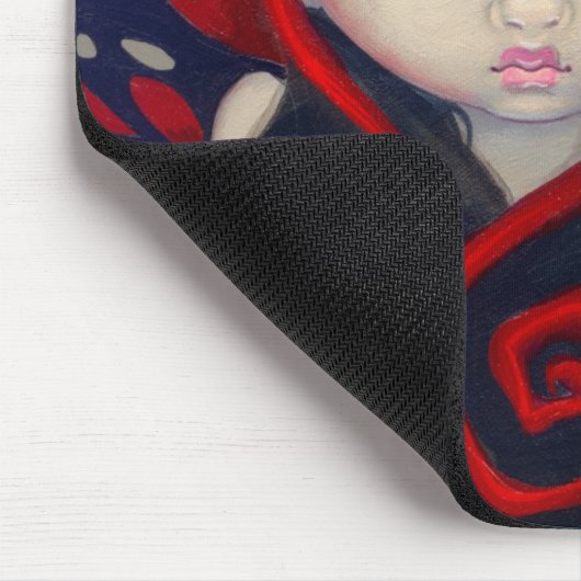 "Mürrisches rotes feenhaftes" Mousepad (Ecke)