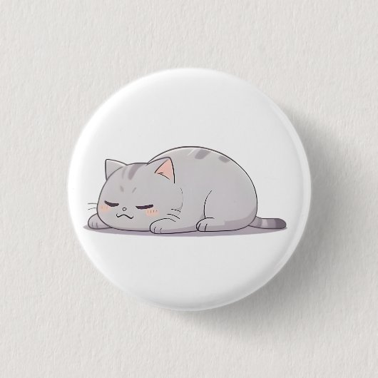 Mürrisches Schlafkatzen-Kawaii-Design Button (Vorderseite)
