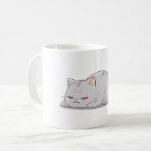 Mürrisches Schlafkatzen-Kawaii-Design Kaffeetasse (Vorderseite Links)