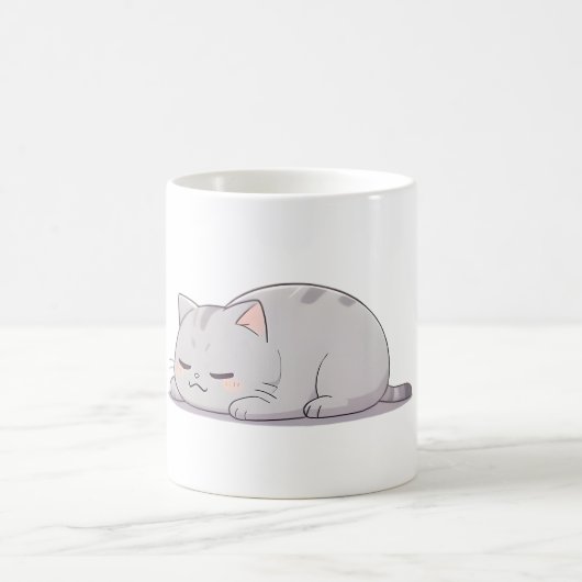 Mürrisches Schlafkatzen-Kawaii-Design Kaffeetasse (Mittel)