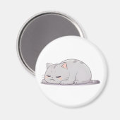 Mürrisches Schlafkatzen-Kawaii-Design Magnet (Vorderseite/Rückseite)
