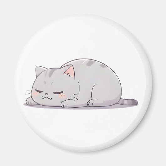 Mürrisches Schlafkatzen-Kawaii-Design Magnet (Vorne)