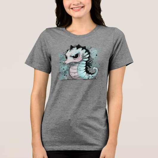 Mürrisches Seepferd Tri-Blend Shirt (Vorderseite)