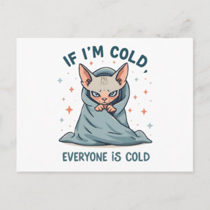 Mürrisches Sphynx-Katze-Kalt-Humor-Cartoon-Design Postkarte
