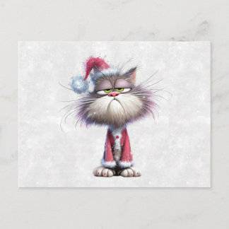 Mürrisches Weihnachts Kätzchen Postkarte