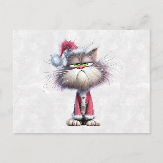Mürrisches Weihnachts Kätzchen Postkarte (Vorderseite)