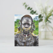 Mursi-Junge mit anstrichtem Körper und Lumpenkopf Postkarte (Stehend Vorderseite)
