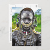 Mursi-Junge mit anstrichtem Körper und Lumpenkopf Postkarte (Vorne/Hinten)