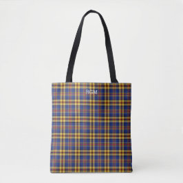 Murtaugh Clan Tartan Blue und Gold Kariert Monogra Tasche