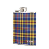 Murtaugh Tartan Monogram Blue und Yellow Kariert Flachmann (Links)