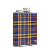 Murtaugh Tartan Monogram Blue und Yellow Kariert Flachmann (Rechts)