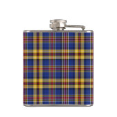 Murtaugh Tartan Monogram Blue und Yellow Kariert Flachmann (Rückseite)