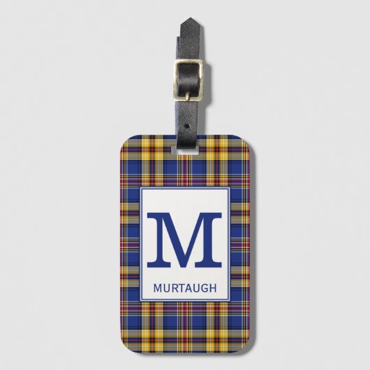 Murtaugh Tartan Royal Blue and Gold Kariertes Must Gepäckanhänger (Vorderseite Vertikal)