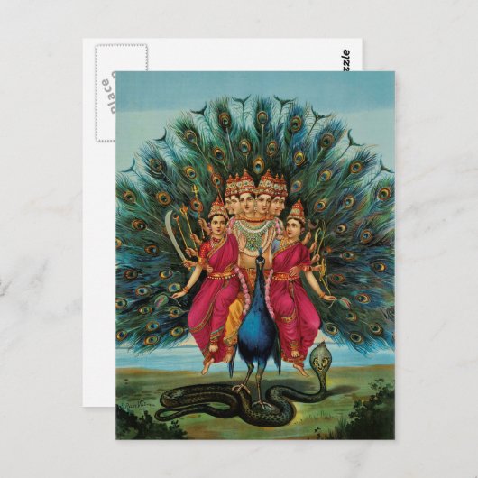 Murugan Kartikeyan Skanda Subrahmanyan Hindu Deity Postkarte (Vorne/Hinten)