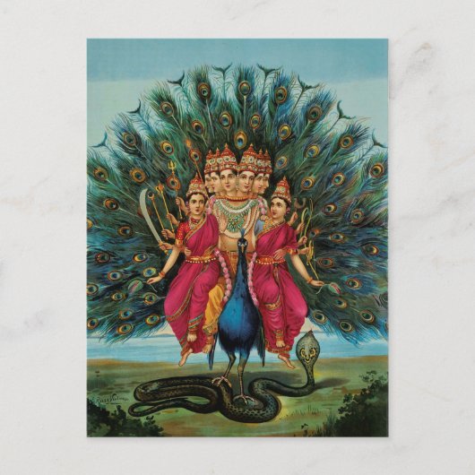 Murugan Kartikeyan Skanda Subrahmanyan Hindu Deity Postkarte (Vorderseite)