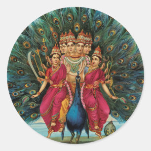 Murugan Kartikeyan Skanda Subrahmanyan Hindu Deity Runder Aufkleber