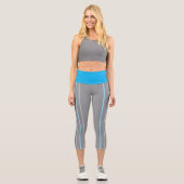 Murugi Apparels Azure Strips High Waisted Capri Leggings (Vorderseite)