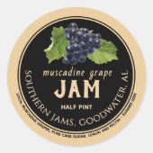 Muscadine Grabstrümpfe Label Kraft auf schwarz Runder Aufkleber (Vorderseite)