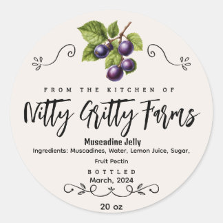 Muscadine-Jam-Jelly-Konserven-Label Runder Aufkleber