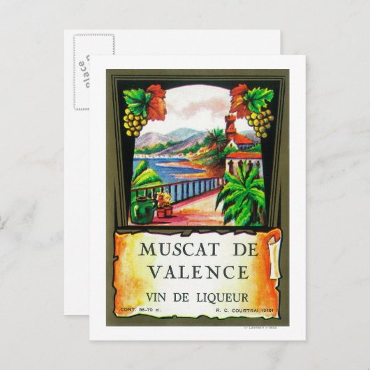 Muscat De Valence WeinetikettEuropa Postkarte (Vorne/Hinten)