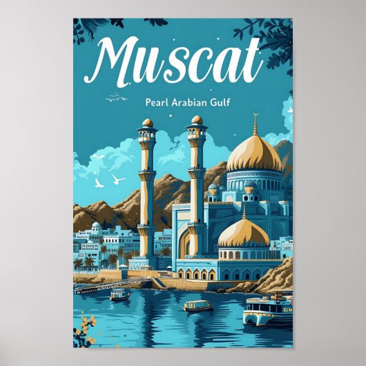 Muscat Oman Artistic Travel Illustration Poster (Vorne)