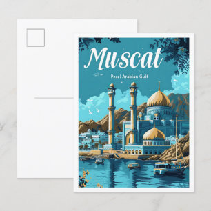Muscat Oman Artistic Travel Illustration Postkarte