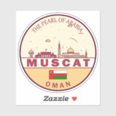 Muscat Oman City Skyline Emblem Aufkleber (Blatt)