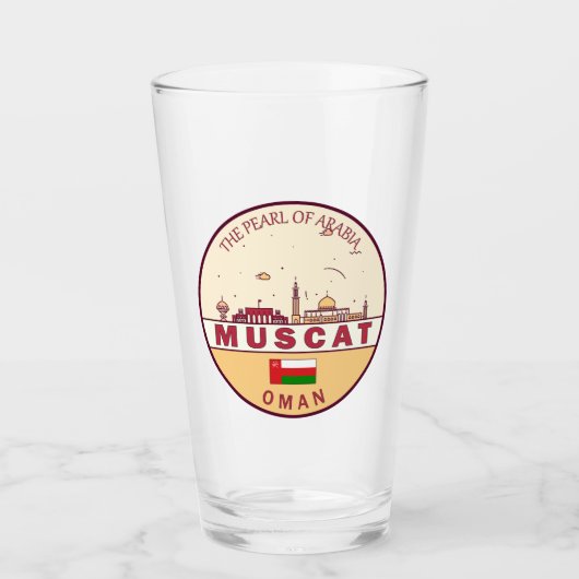 Muscat Oman City Skyline Emblem Glas (Vorderseite)
