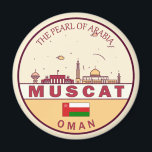 Muscat Oman City Skyline Emblem Magnet<br><div class="desc">Muscat minimalistisches,  farbenfrohes Kunstdesign mit Sehenswürdigkeiten und Sehenswürdigkeiten der Stadt in Oman.</div>