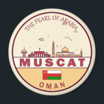 Muscat Oman City Skyline Emblem Magnet<br><div class="desc">Muscat minimalistisches,  farbenfrohes Kunstdesign mit Sehenswürdigkeiten und Sehenswürdigkeiten der Stadt in Oman.</div>