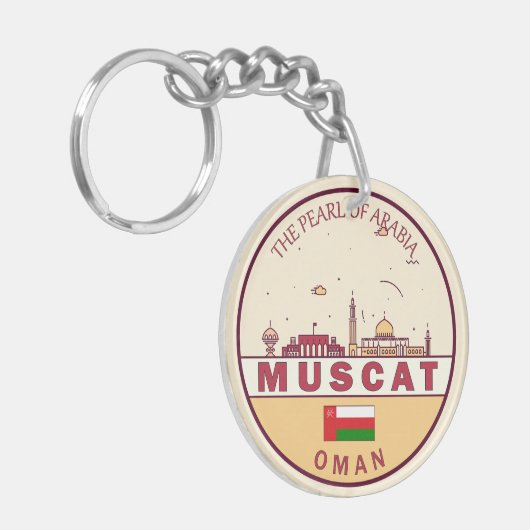 Muscat Oman City Skyline Emblem Schlüsselanhänger (Vorderseite links)