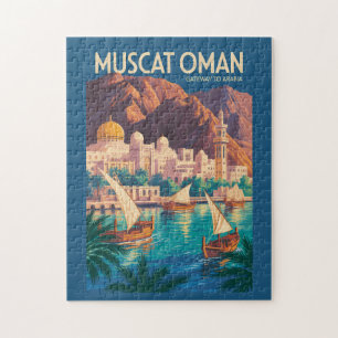 Muscat Oman Illustration Reise Kunst Vintage Puzzle