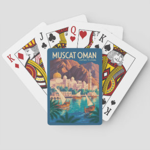 Muscat Oman Illustration Reise Kunst Vintage Spielkarten