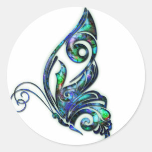 Muschel Abalone Art Deco Butterfly Runder Aufkleber