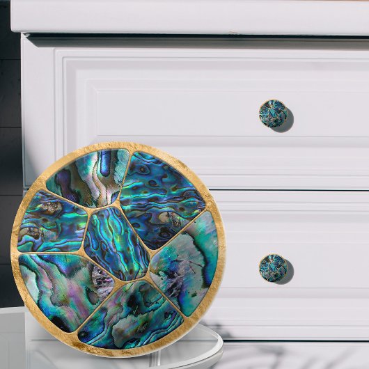 Muschel Abalone - Voronoi Cells Mosaic auf Gold Keramikknauf