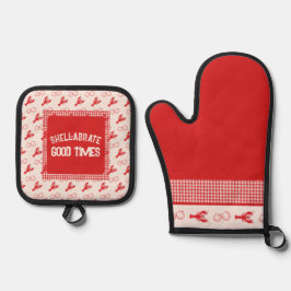 Muschel abrate Good Times Lässig Seafood Gingham Ofenhandschuh & Topflappen-Set