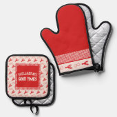 Muschel abrate Good Times Lässig Seafood Gingham Ofenhandschuh & Topflappen-Set (Vorderseite/Rückseite)