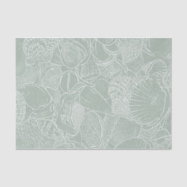 Muschel am grünen Küstenstrand Seidenpapier