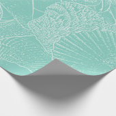 Muschel am Küstenmeer Aquamarin Grün Weiß Decoupag Geschenkpapier (Ecke)